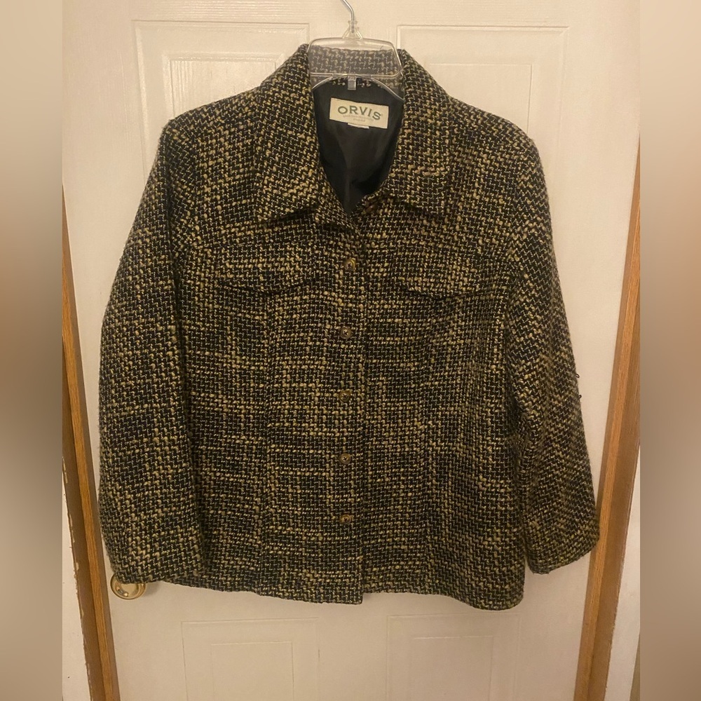 Orvis Black/Brown Tweed Button-Front Jacket 10P - Picture 5 of 9